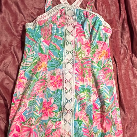 Lilly Pulitzer Vena Stretch Sheath Halter Dress in Pop Up Lily of the Jungle - Picture 6 of 13